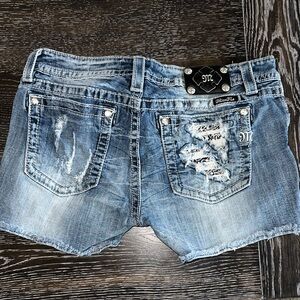 Miss Me Faded Blue Denim Jean Shorts
